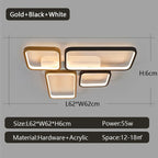 Black+Gold Modern LED Chandelier for Living Room Dimmable Nordic Minimalism Lighting