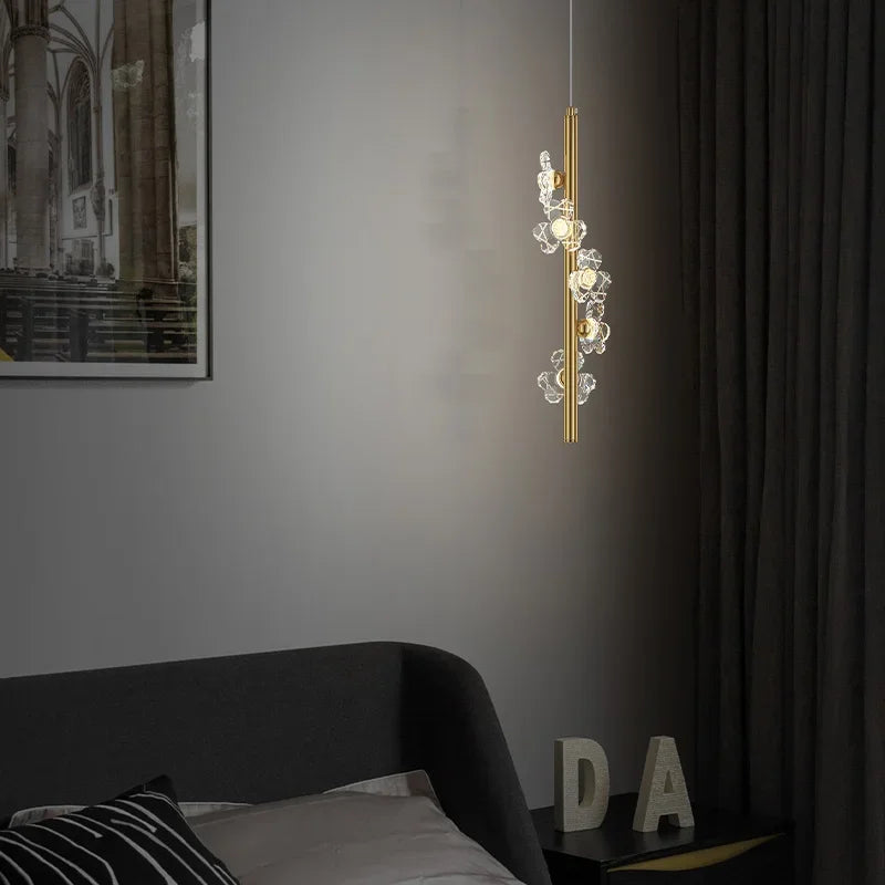 Luxury Copper Acrylic Flower Pendant Light for Home and Cafe Decor