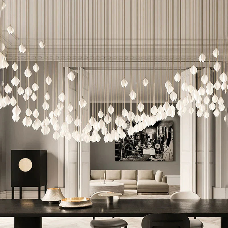 Petals G9 LED Pendant Light: Modern Ceramics Lustre for Hotel Lobby, Villa, Living Room, Stairs