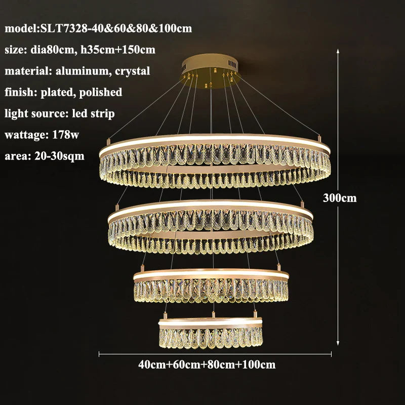 Modern Crystal LED Chandelier for Living Dining Room Decor