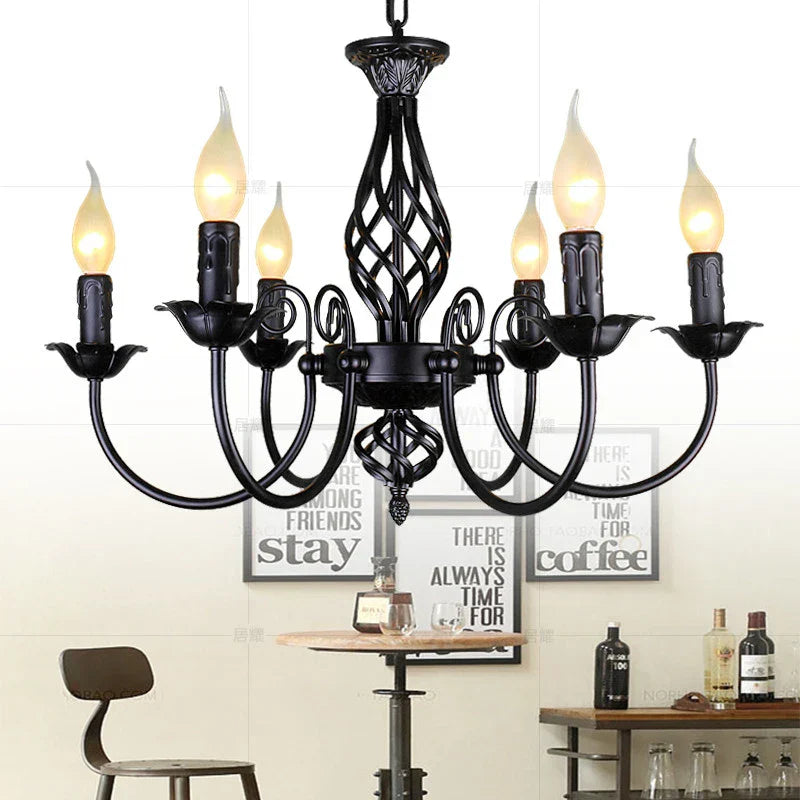 Retro Black White Chandelier Metal Lamp for Dining Living Room Hotel Lighting
