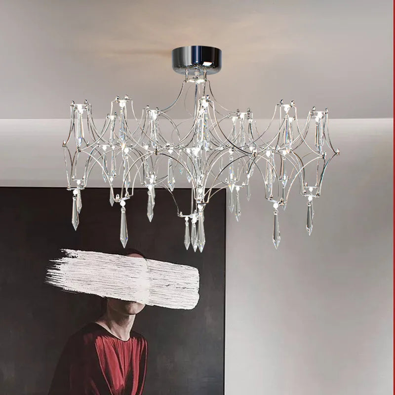 Starry Crystal Chandelier: Modern Luxury LED Firefly Ceiling Chandelier for Villa Living Room