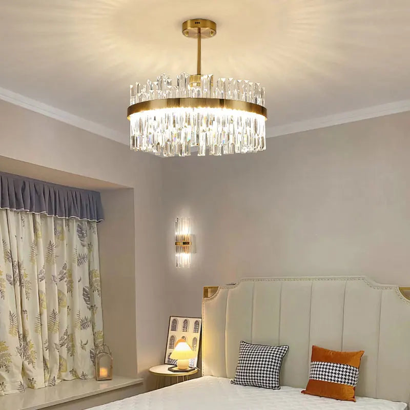 Crystal Ceiling Chandelier: Nordic Light Luxury Round Villa Pendant for Living & Dining Rooms