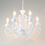 White Farmhouse Chandelier 6 Lights Modern French Country Dining Room Candle Chandelier