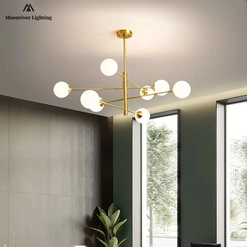 Minimalist Nordic Glass Ceiling Lamp Pendant Light Chandelier for Modern Living Room