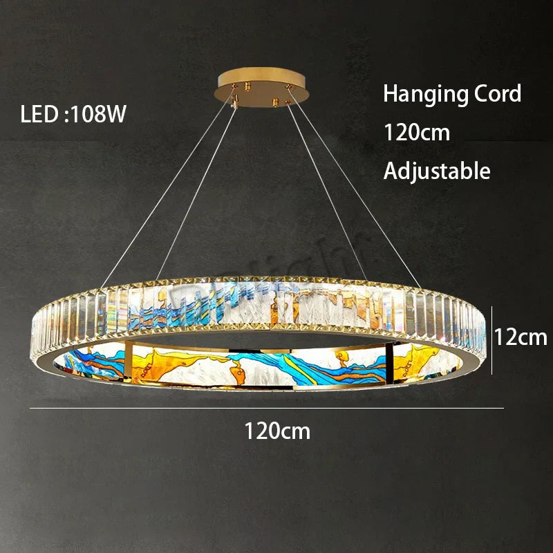 Luxury Crystal Glass Ceiling Light with LED Ring for Modern Villa Decor