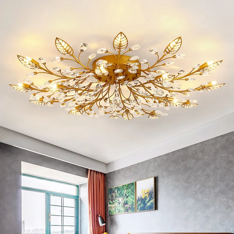 Crystal Ceiling Chandelier LED Fixture Lights for Living Room Bedroom by Samsarah Lighting