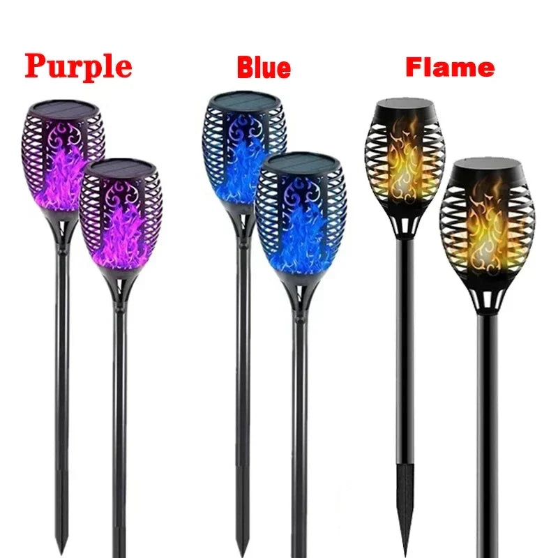 Solar Flame Torch Lights - Waterproof Outdoor Garden Decoration - 5 Color Options