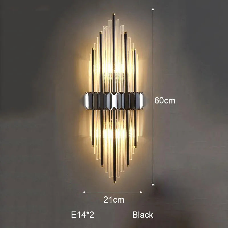 Crystal Strip LED Wall Lamp for Living Room, Bedroom, Study, Balcony Lighting