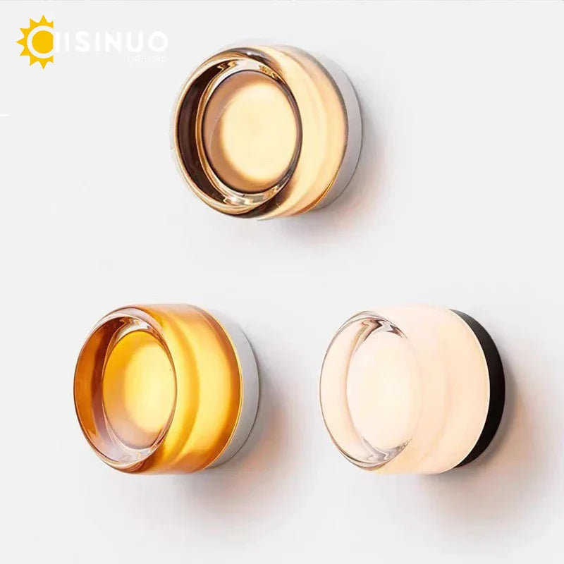 Round Glass LED Wall Sconce for Indoor Outdoor Lighting Décor