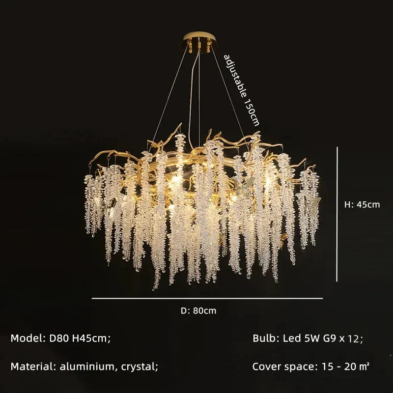 Gold Aluminium Branch Pendant Light Chandelier for Modern Dining Room Decor