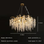 Gold Aluminium Branch Pendant Light Chandelier for Modern Dining Room Decor