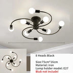 Retro Iron Fan Ceiling Chandelier with 8 Sockets for Home Decor