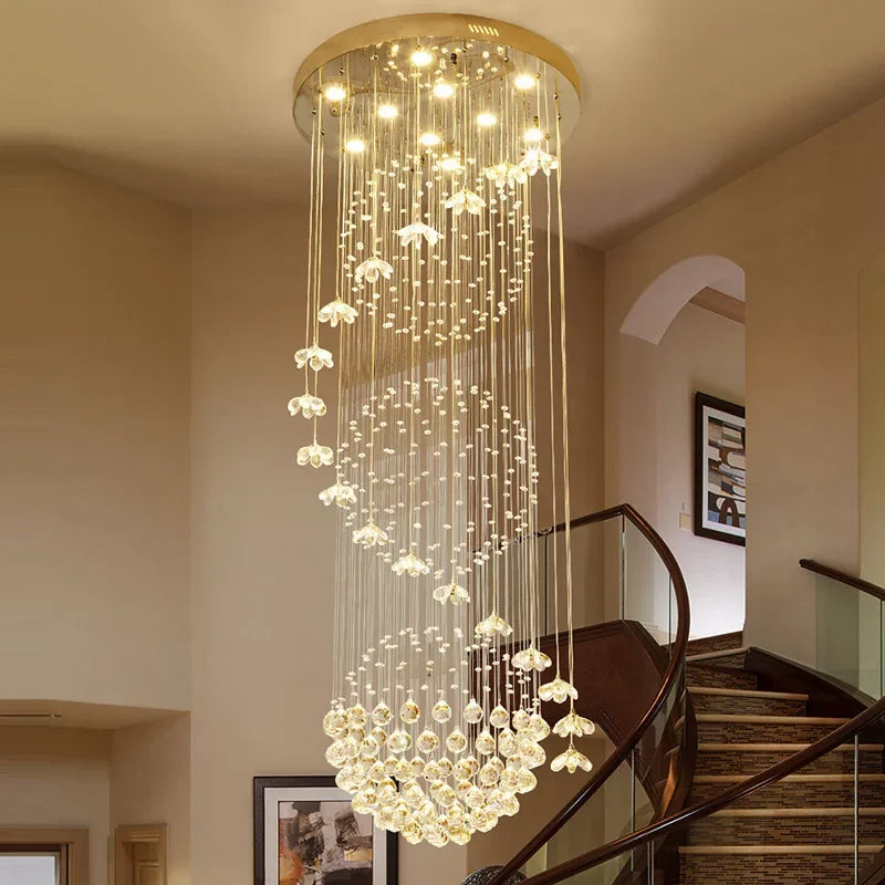 Crystal Hanging Chandelier Indoor Lighting Fixture for Staircase Room Decor