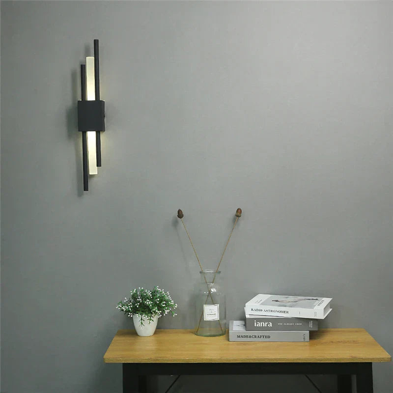 Modern Acrylic Pipe LED Wall Sconce Light for Room Decor, Black & Gold Iron Art