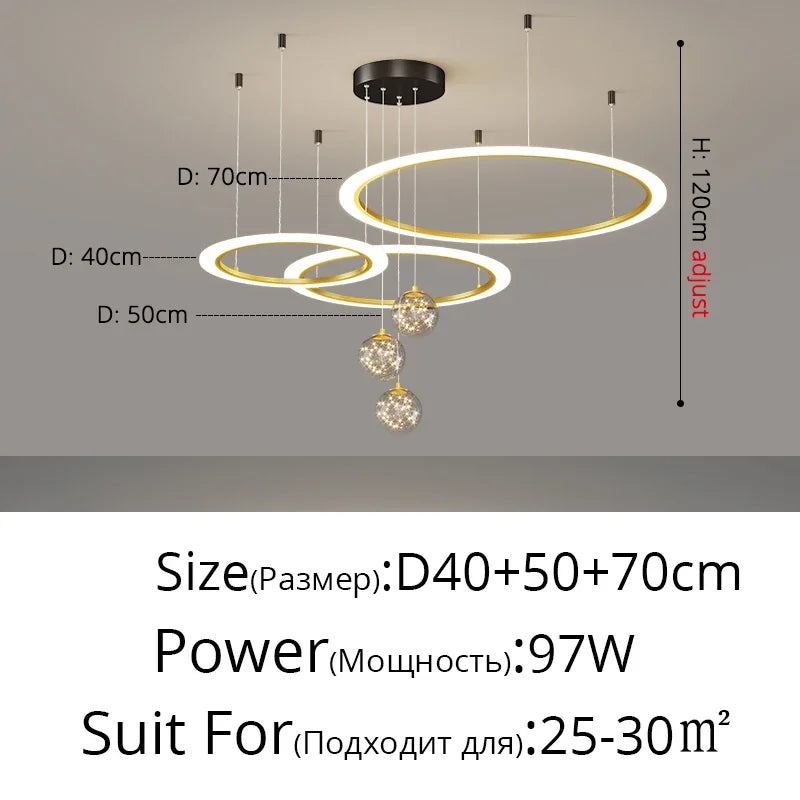 LED Circle Ring Ceiling Chandelier Pendant Lamp for Living Room, Bedroom, Kitchen
