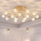 Dendritic Crystal Ceiling Lamp: Nordic Luxury Glass Flower Chandelier for Bright Decor