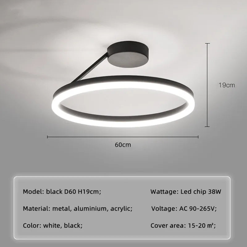 Nordic Minimalism LED Ceiling Chandelier in White/Black Aluminum