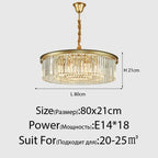 Retro Crystal Ceiling Chandelier for Living Dining Room, Industrial Vintage Hanging Light