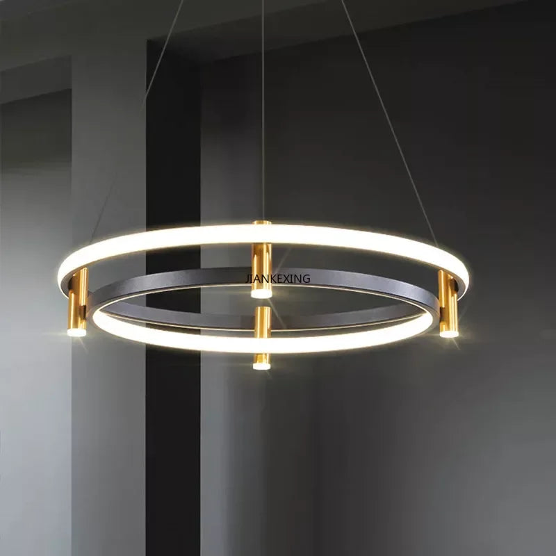 Black Ring LED Pendant Chandelier for Table Dining Living Kitchen Island Lighting
