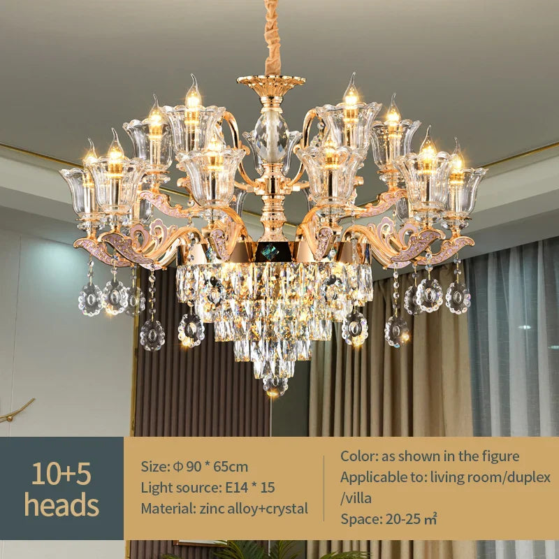 Luxury European Crystal Chandelier Living Room Lamp