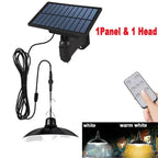 Solar Outdoor Double-head Pendant Light with Remote Control