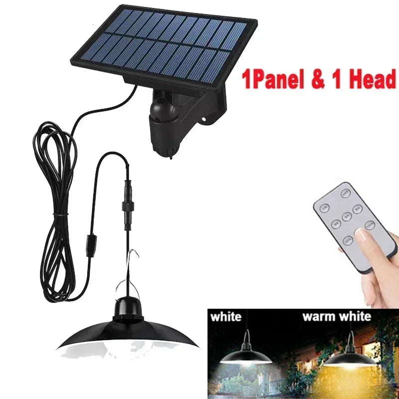 Double-head Solar Pendant Light with Remote Control for Indoor and Outdoor Decor