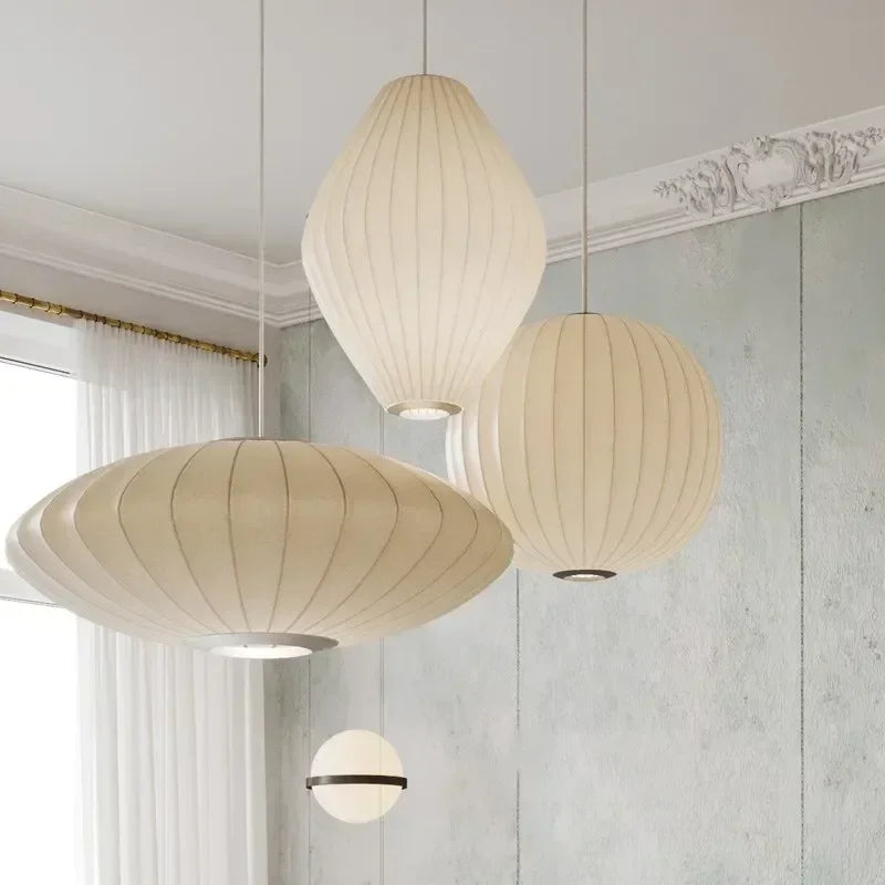 Silk Japanese Pendant Chandelier for Home Decor and Lighting in Living Room