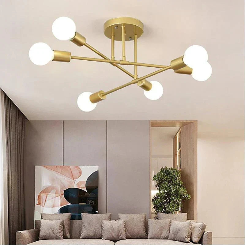 Nordic Modern Iron Art Golden Ceiling Lamps LED Chandeliers