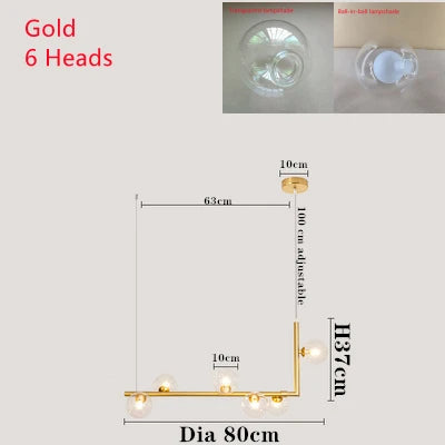 Double Glass Lampshade Chandelier with LED Suspension – Stylish Ceiling Fixture for Dining Room