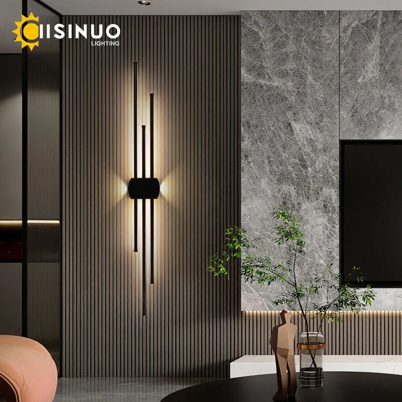 Black Iron LED Wall Lamp for Living Room, Bedside, TV Background - 110v 240v
