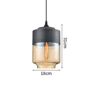 Wood Color Glass LED Pendant Light for Bedroom Dinning Living Room