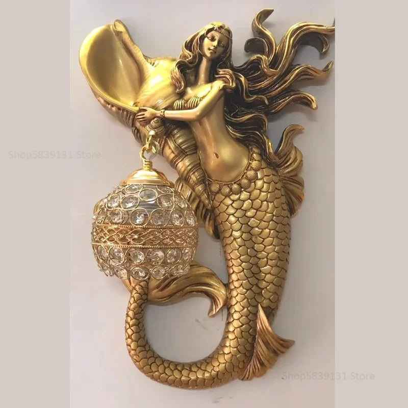 Nordic Mermaid Resin Wall Lamp LED Creative Decor for Living Room and Bedroom