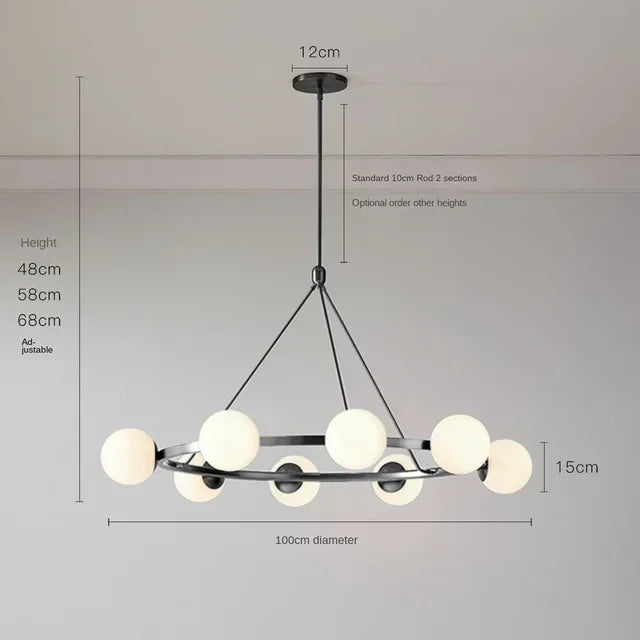 Glass Ball Chandelier LED Hanging Lamp Modern Nordic Style Pendant Light