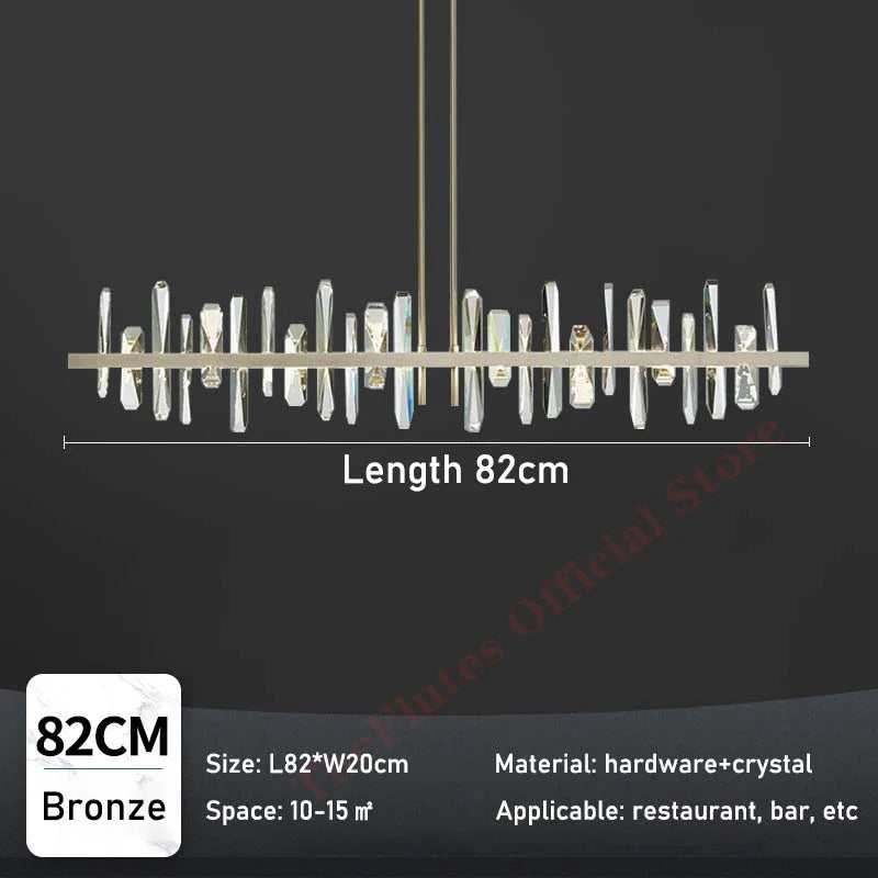 Modern Copper Chandelier Light Luxury Glass Strip Design For Bar and Restaurant
