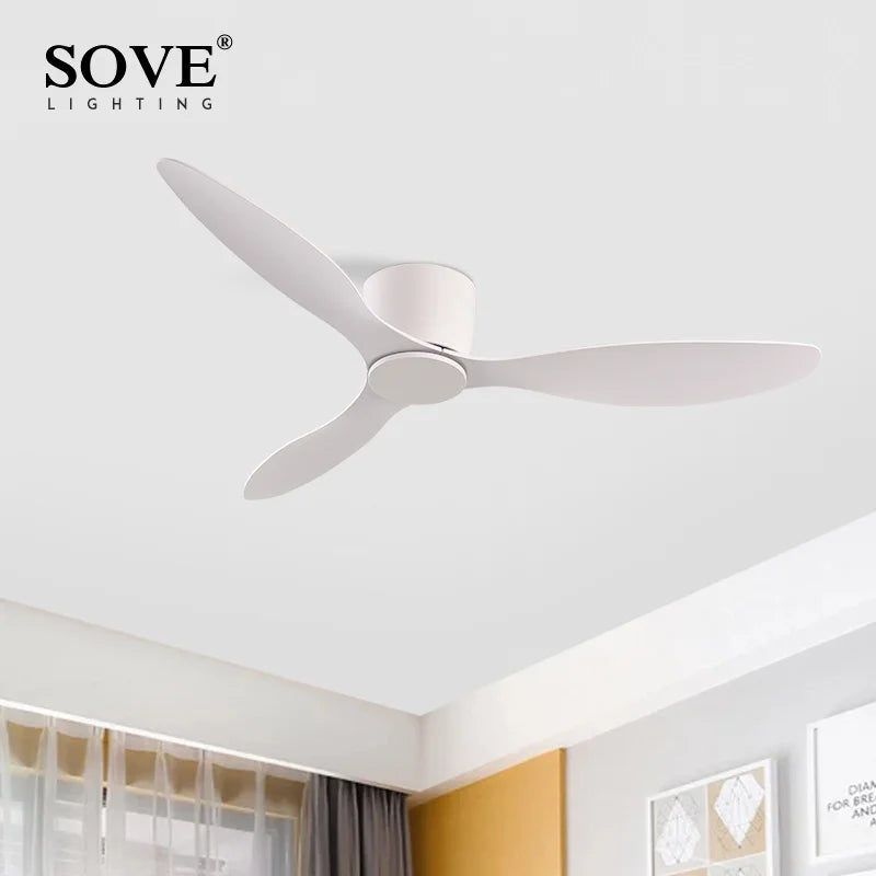 Modern DC Motor Ceiling Fan 6 Speeds Remote Control Decorative Fan With Light