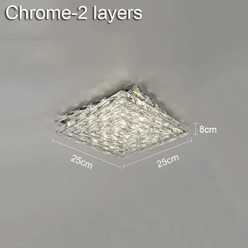 Crystal Ceiling Lamp: Modern Minimalist Indoor LED Lighting for Living Room, Dining & Bedroom