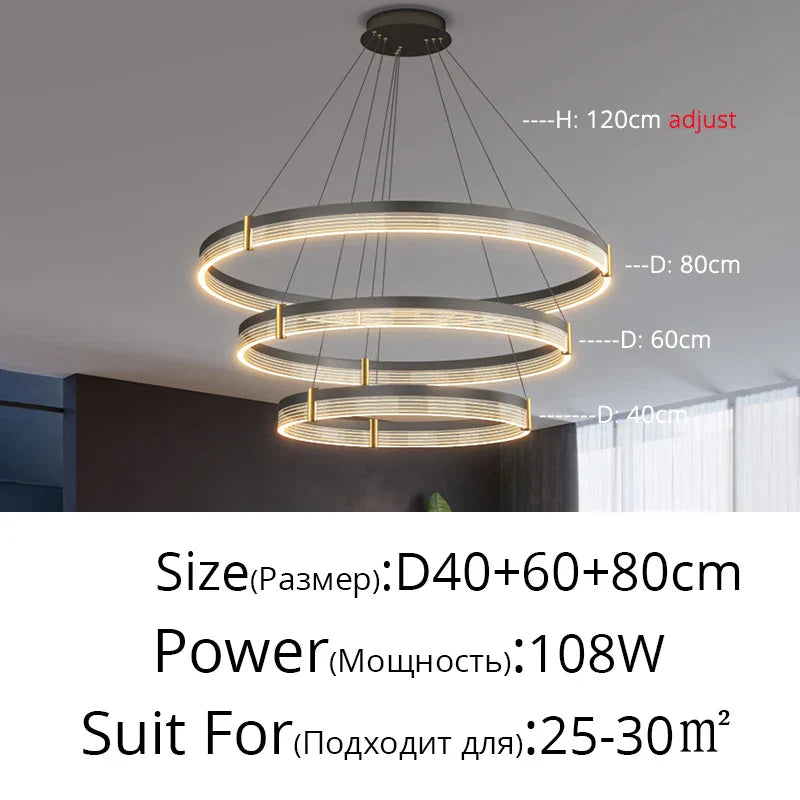 Modern Acrylic Circle Chandelier Pendant Lights for Indoor Living Room Decor