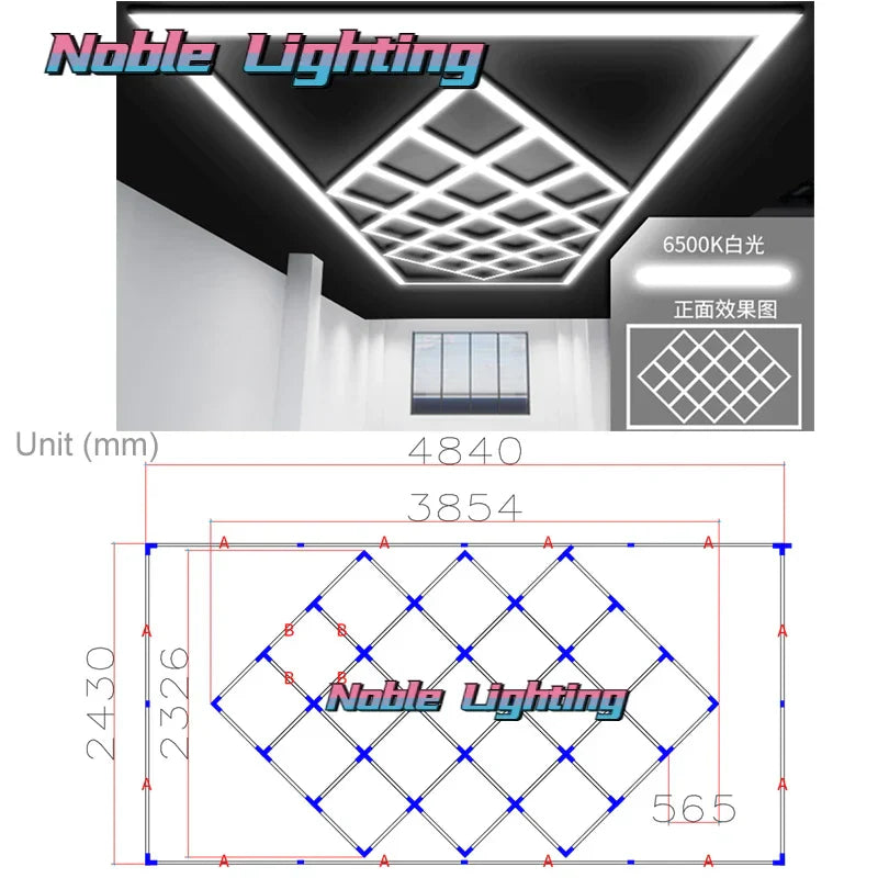 Hexagon LED Garage Wall Ceiling Lights 6500K Daylight White 4.8X2.4M Linkable