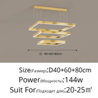 Nordic Minimalist LED Square Chandelier for Living Dining Bedroom - Luster Lighting