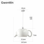 Ceramic LED Pendant Lights: Nordic Teapot Design for Modern Living and Kitchen.