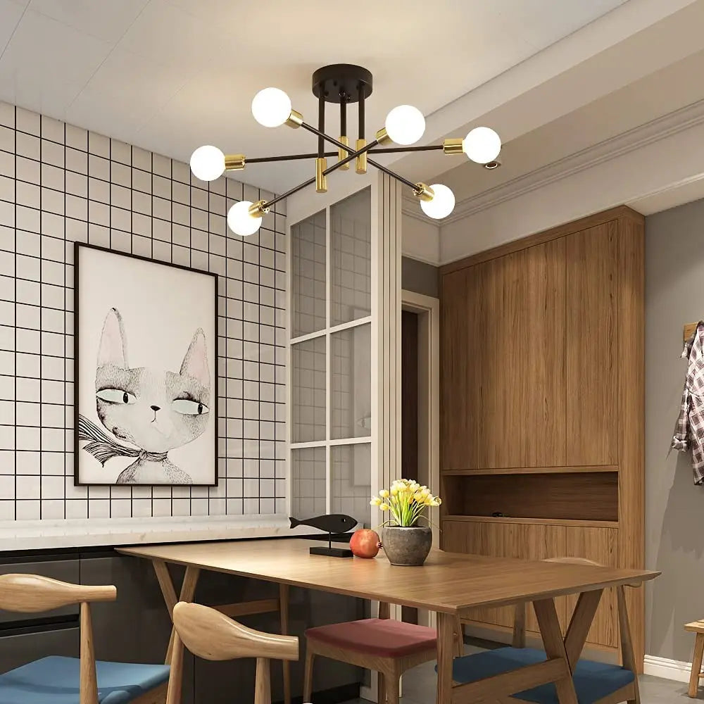 Vintage Industrial Rod Iron Ceiling Chandelier for Living Room Lighting