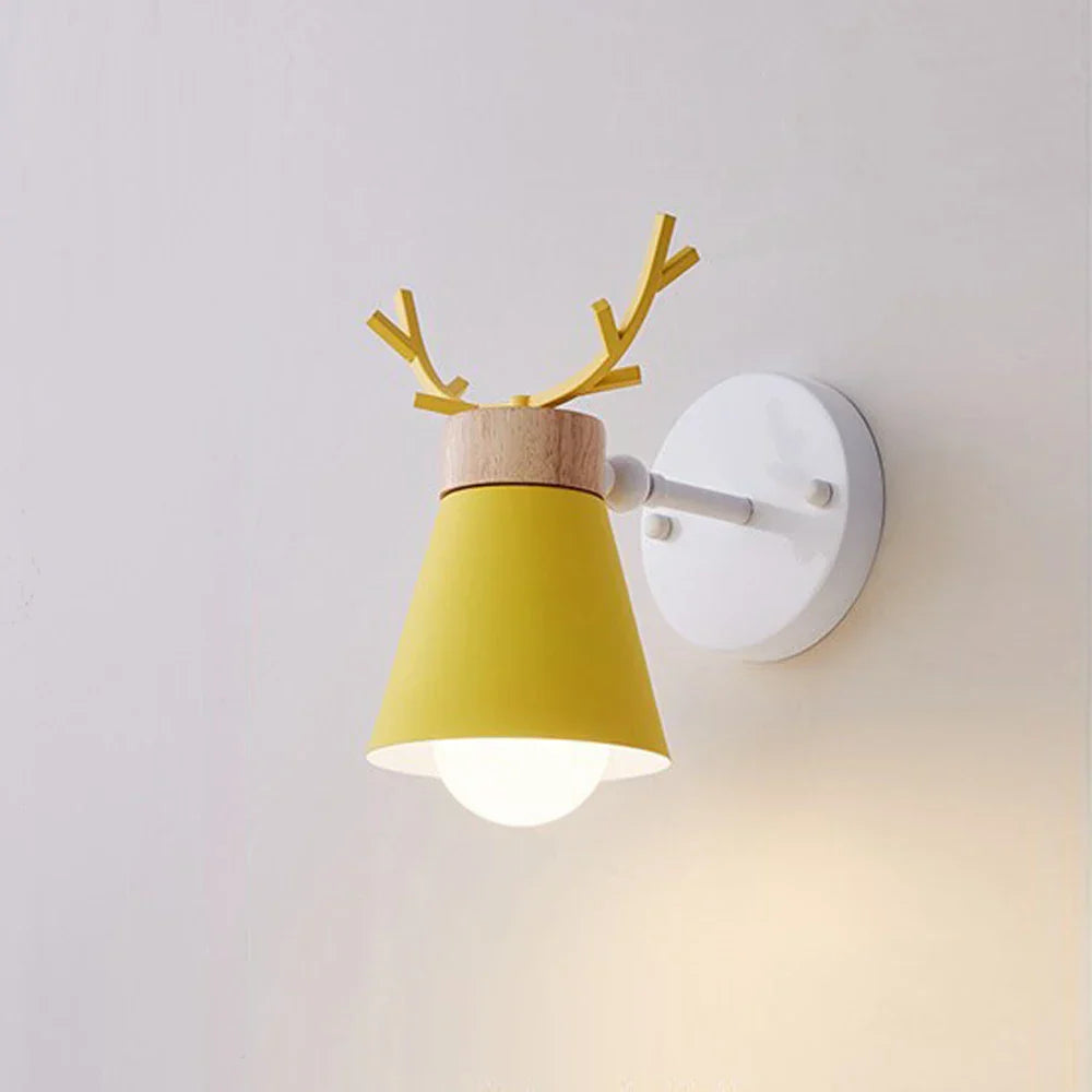 LED Antlers Wall Lamp Wooden Nordic Vintage Modern Loft Bedroom Lighting E27