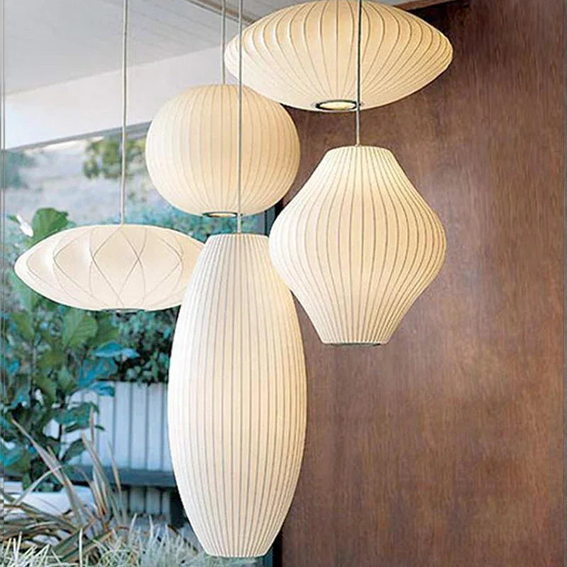 Tatami Fabric Shade LED Pendant Lights for Living Dining Bedroom