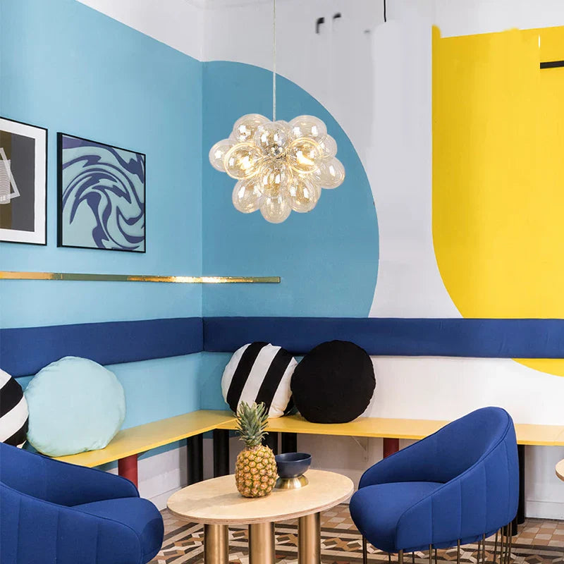 Glass Ball Chandelier: Modern Color Pendant Light for Living Room Decor