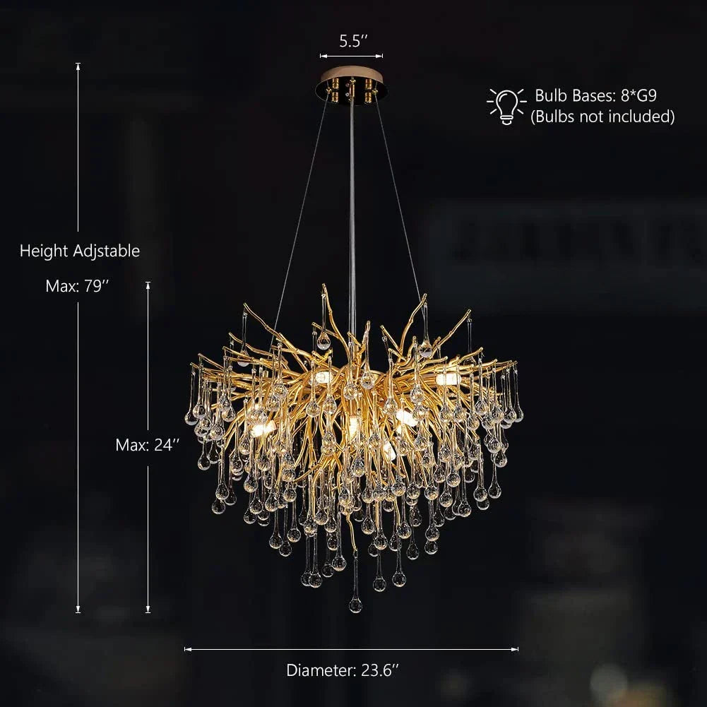 Luxury Crystal LED Chandelier Silver Gold G9 - Perfect for Indoor Hall Living Room Dining Room