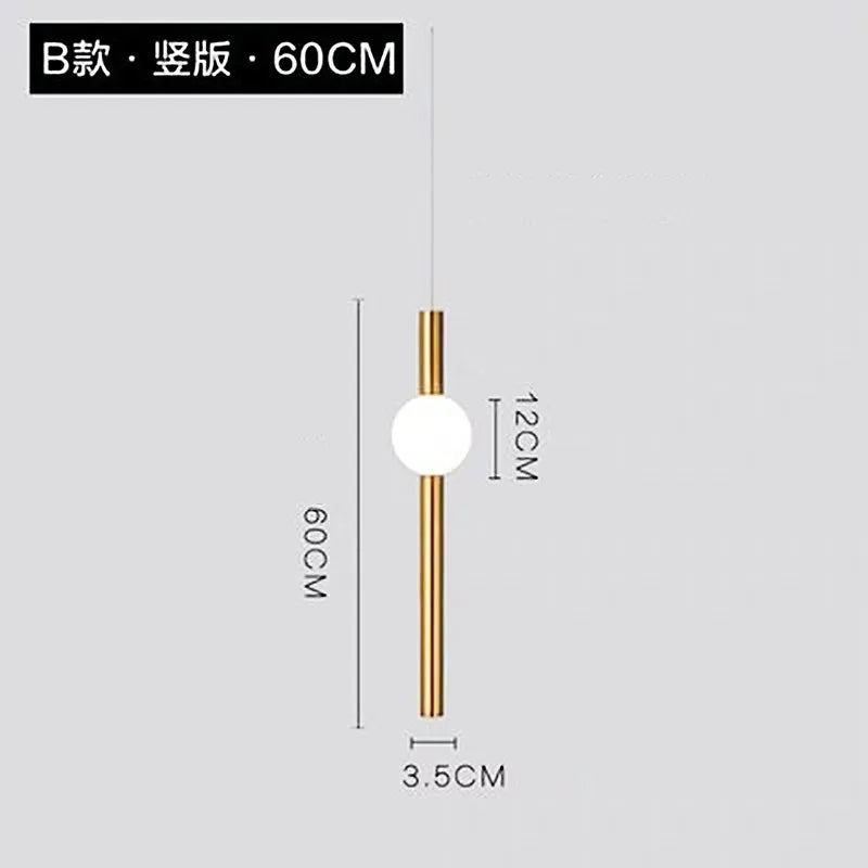 Modern Wand LED Pendant Light for Bedside Living Room, Hotel Hall Decor