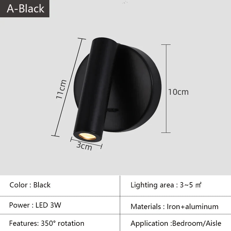 Bedroom Wall Lamp Surface Spotlight Indoor Reading Sconce Lights