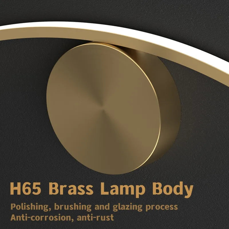 Modern Brass LED Wall Lamp, Nordic Copper Interior Light for Living Room, Bedroom, Stairs