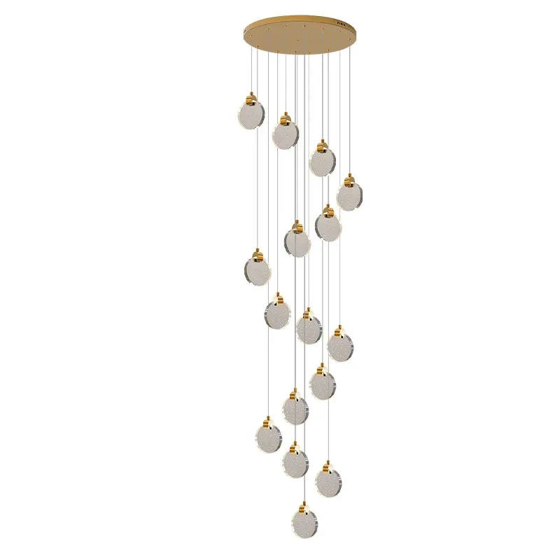 Crystal Chandelier LED Pendant Light for Modern Duplex Building Staircase